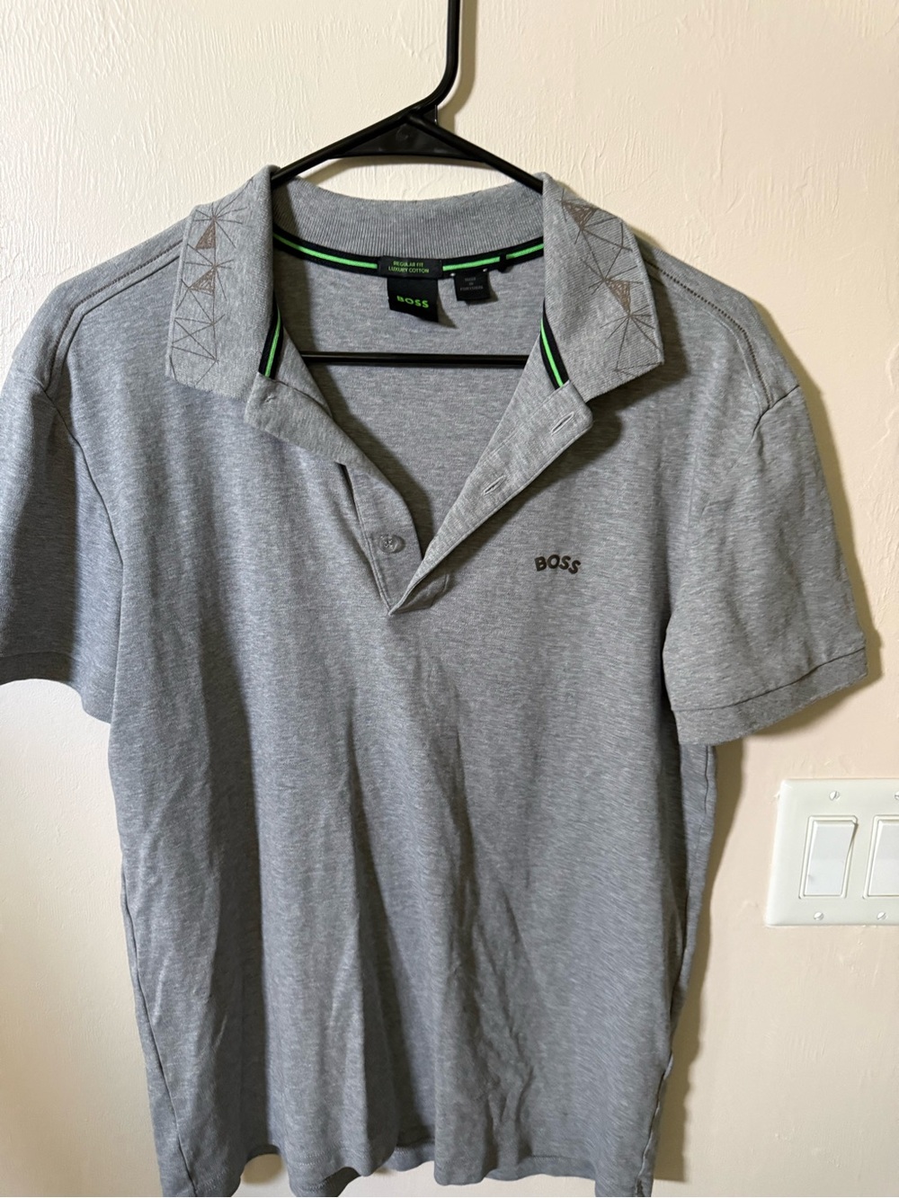 BOSS Grey Polo with Green Trim